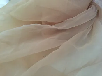 

150cm wide 3meter/lot beige nude soft organza chic sheer tissue gauze good quality for blouse wedding ball gown skirt curtain