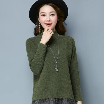 

2020 new Korean version of the autumn and winter half-turtleneck sweater women loose thick cashmere knit short paragraph