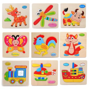 

9 Pcs/lot Three-Dimensional Colorful Wooden 3D Puzzle Educational Toy Developmental Baby Child Early Training Game For Children
