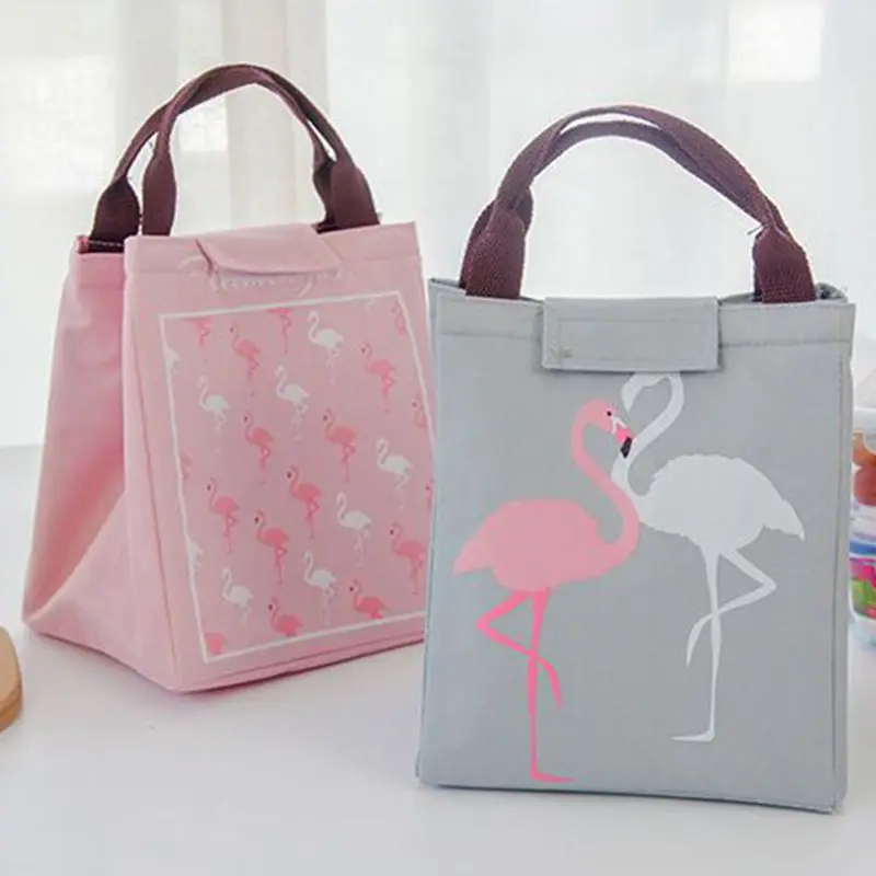 

Urijk Flamingo Thermal Bag Black Waterproof Oxford Lunch Bag Insulated Lunchbox Women Kid Men Cooler Bag Food Picnic Storage Bag