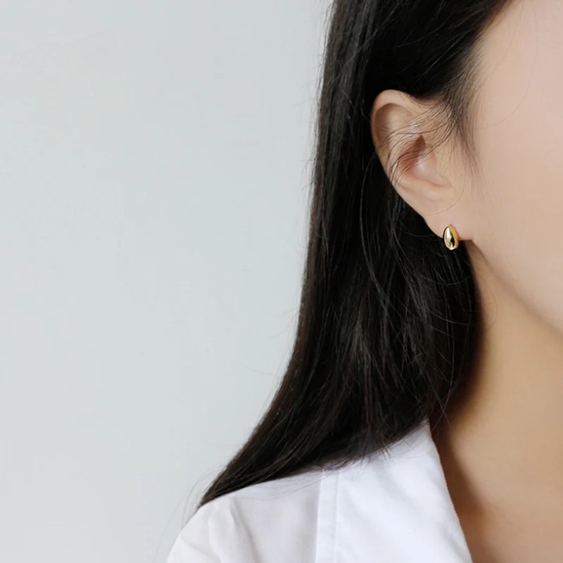 F. I. N. S простой дизайн капли маленькие корейские сережки-шпильки из натуральной 925 пробы серебряные серьги для женщин минималистичные ювелирные изделия - Окраска металла: 18k Gold Plated