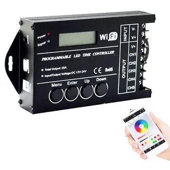 

Time Led Controller Wireless Wifi TC421 Programmable DC12V 24V Multi-functions Led Dimmer Controller for RGBW RGB Dual ST174