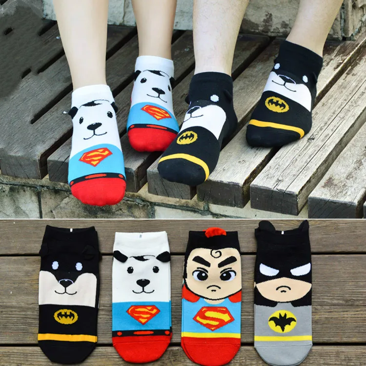 

2018 new version of Q Cartoon Superman animal couple socks three-dimensional cartoon socks superman series men and women socks