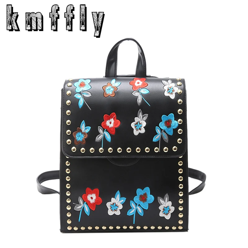 

KMFFLY 2017 Embroidery China Wind Trave Backpack School Bags For Teenagers Casual Brown Backpack Women Mochila Sac A Main Femme