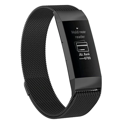 HANGRUI S/L Магнитный петля ремешок для Fitbit Charge 3 Нержавеющая сталь для женщин для мужчин спортивный ремешок для Fitbit Браслет часы - Цвет: black