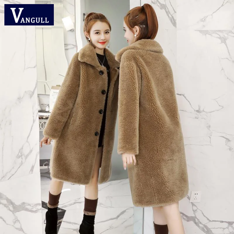 Vangull новое зимнее женское пальто из искусственного меха высокого качества роскошное длинное меховое пальто с отворотом толстое теплое Женское пальто больших размеров