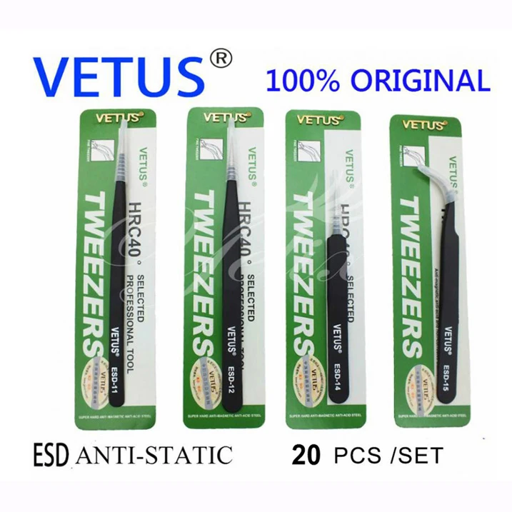 

High Precision Eye Lashes Tweezers Eyelash Extension Stainless Steel Tweezer Tool Volume Anti-Static Set Vetus wholesale