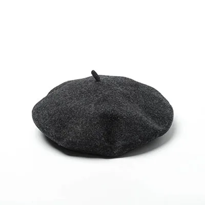 Joejerry, шерстяной берет, военные французские шапки, мужские плоские шапки, шапка художника, большие женские шапки - Цвет: dark gray beret