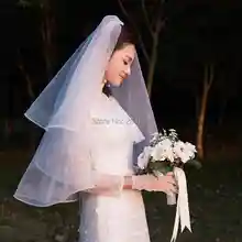 Белый-Слои Свадебные вуали тюль вуаль для невесты с расческой