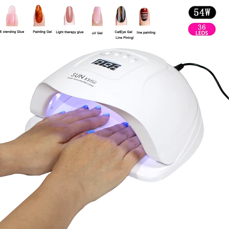 

SUNX5PLUS 54W Nail Dryer UV LED Nail Lamp Gel Polish Curing Lamp with Bottom 30s/60s Timer LCD Display Lamp for Nail Dryer