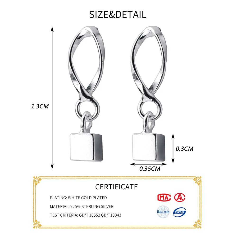 INZATT, настоящее 925 пробы, серебряные, минималистичные, полые, волнистые, квадратные серьги-гвоздики для модных женщин, хорошее ювелирное изделие,, аксессуары, подарок