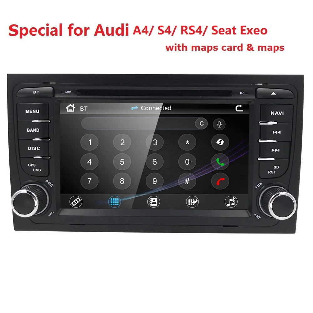 Excellent 7"Capacitive Touch Screen Car DVD Player for Audi A4 (2002-2008) Audi S4/RS4 GPS BT DAB SD Radio RDS Canbus Map  DVBT SWC EQ USB 1