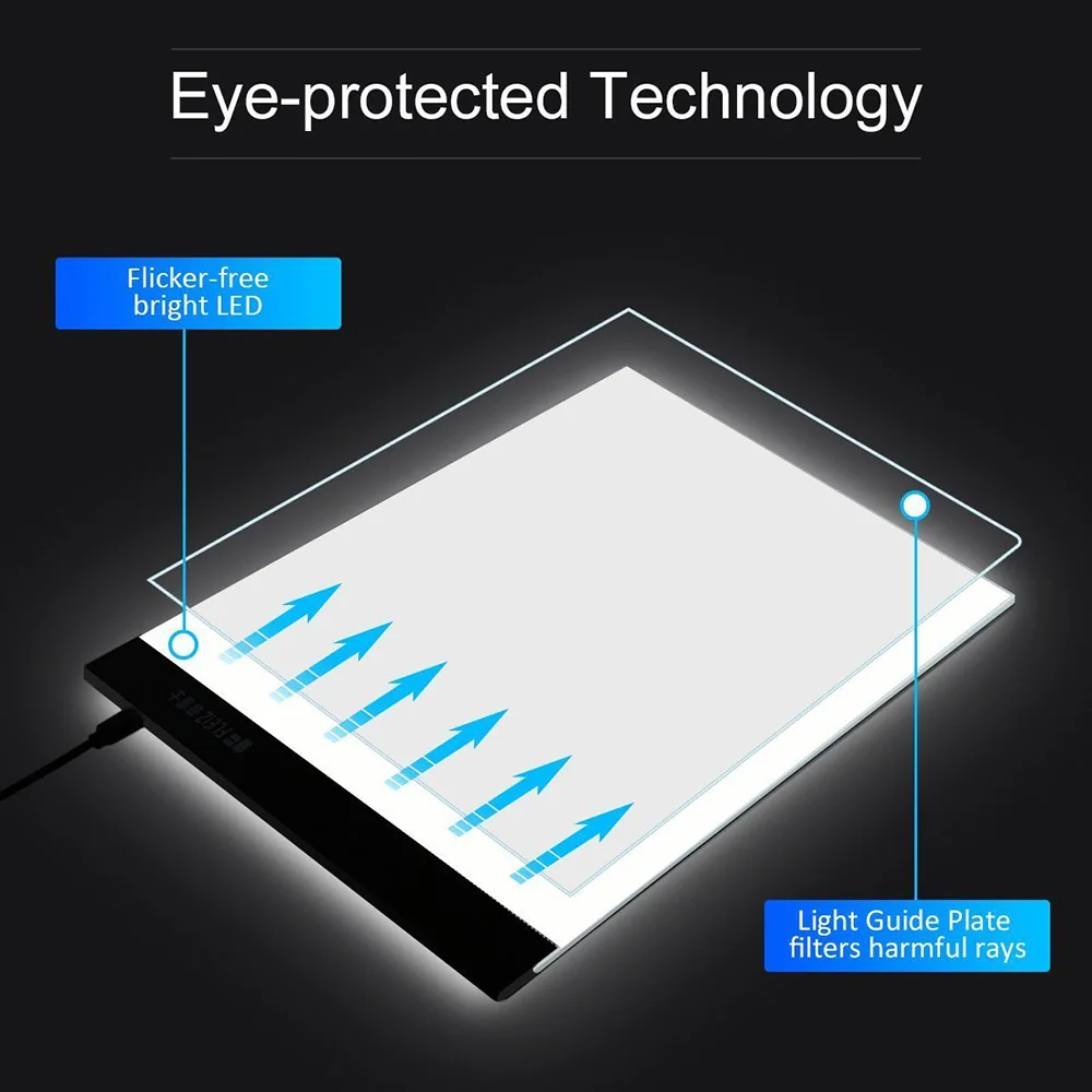 Светодио дный свет чертежный стол USB Pad A4 копию доска Регулируемый Яркость копирования эскиз отслеживание Дисплей доска для рисования белый