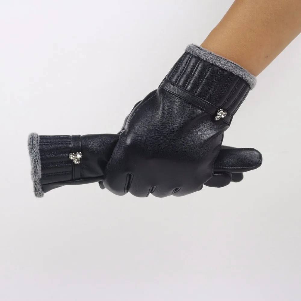 Уличные женские зимние теплые кожаные перчатки с мягкой подкладкой Guantes mujer Gants