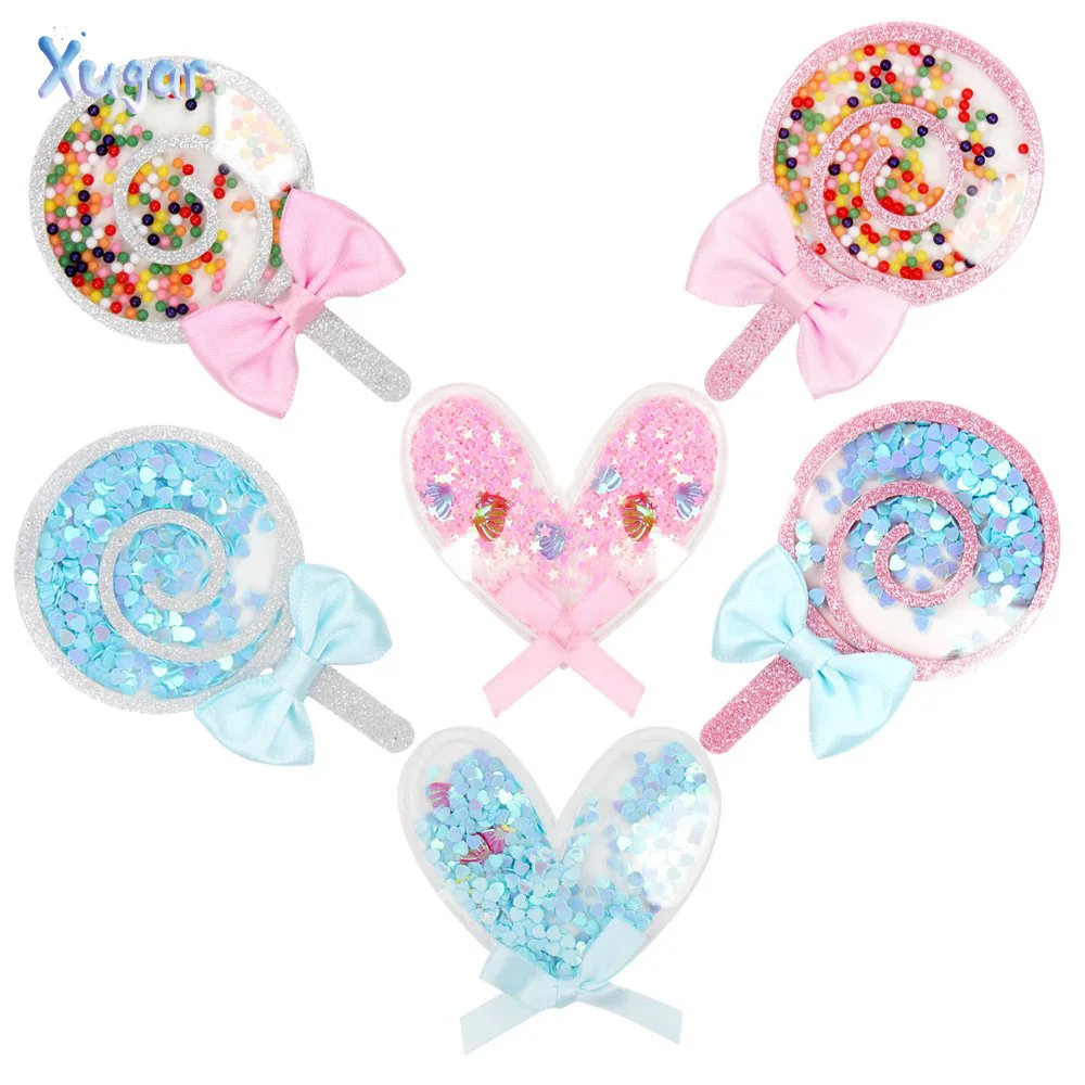 

Lollipop Liquid Quicksand Acrylic Patches DIY bows Phone Case Accessories Handmade Decoration Material Resin Cabochon Applique