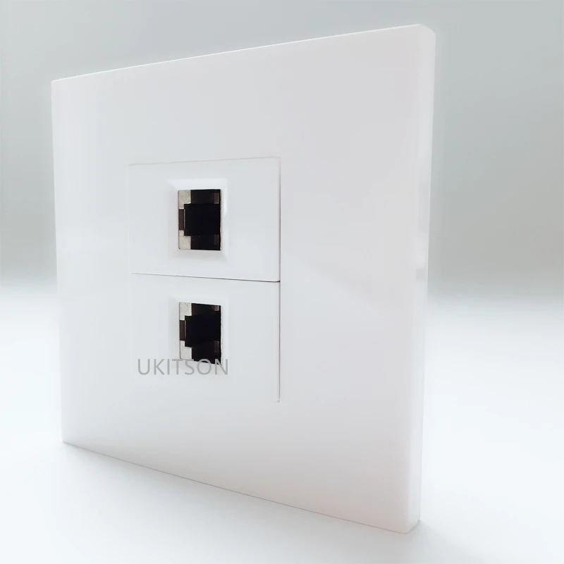 Лицевая панель CAT6A RJ45 с 2 вилками CAT.6A защита локальной сети фотопанель 86x86 мм| |