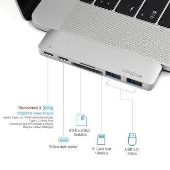 

Original Aluminium USB C Hub with 3 USB 3.0 Ports 4K HDMI Card Reader Type-C Power delivery for Macbook12" Type C adapter