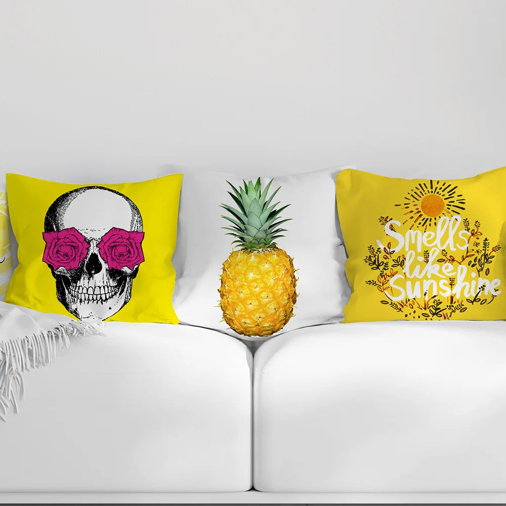 Желтый персиковый чехол для подушки с изображением цветов ананаса Фламинго букв абстрактный узор домашний Декор диванные декоративные наволочки 45x45