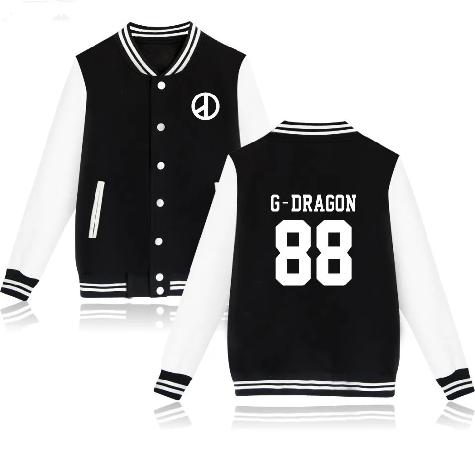 

Bigbang Kpop Baseball Sweatshirt Women T.O.P GD G-dragon Capless Warm Winter Hoodies Men Fashion Jacket Clothes 4XL