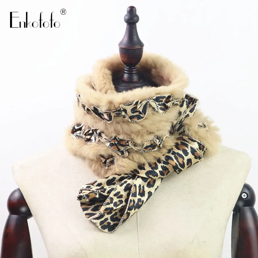 

New Arrival Russian Women Real Rex Rabbit Fur Scarves Ladies Chiffon Floral Dot Winter Natural Knit Real Fur Shawls Scarf