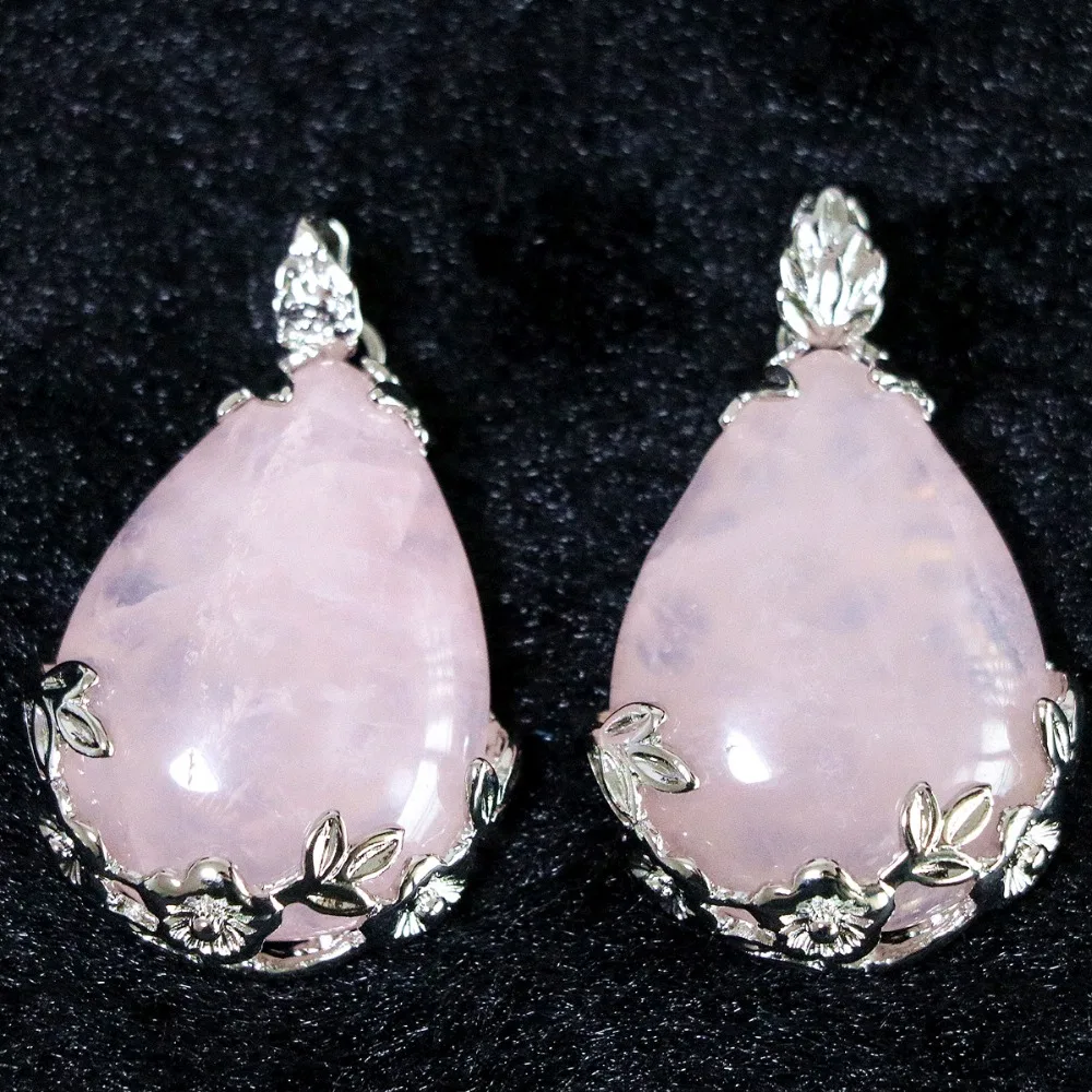 Charms pink crystal jades chalcedony 27x30mm hot sale stone diy fashion