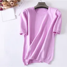 Распродажа, смесь шерсти и кашемира, тонкая вязаная женская модная футболка, топы, пуловеры, футболки, свитер, сплошной цвет S-3XL