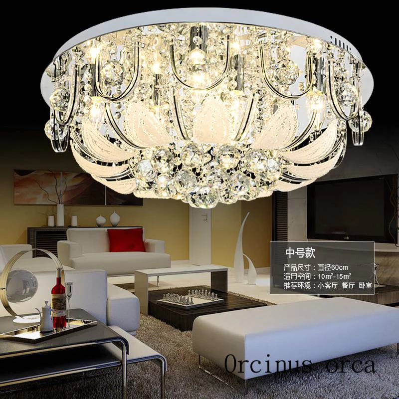 

2017 Gold Round Crystal Ceiling Light For Living Room Indoor Lamp with Remote Controlled home decoration Free Shipping