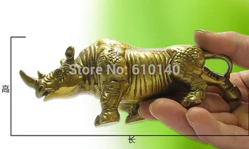 

Free shipping Copper feng shui ornaments crafts bull looked all copper metal rhino Decorations Lucky