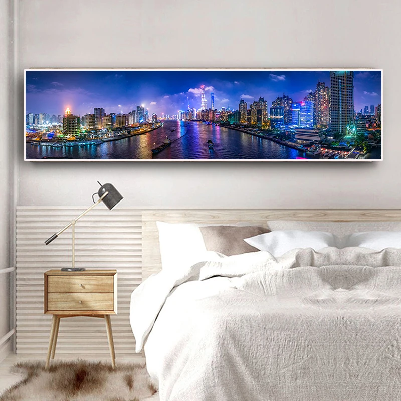 

Night Scenery City Building Cuadros Landscape Canvas Art Posters and Prints Scandinavian Modern Wall Art Picture for Living Room