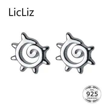 

LicLiz New 925 Sterling Silver Simple Sunlight Stud Earring for Women White Gold Jewelry Boucle D'oreille Femme LE0675