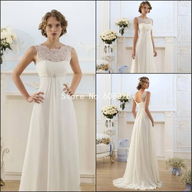 Elegant A Line Wedding Dress Sheer Neck Ced Sleeve Empire Waist Elegant A Line Wedding Dress Sheer Neck Ced Sleeve Empire Waist Floor Length Chiffon Summer