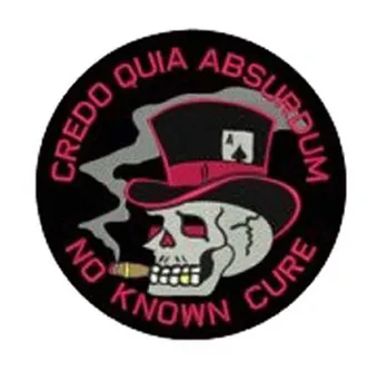 

Credo Quia Absurdum Embroidery Patch Made by Twill and Merrow Broder with Iron On Backing Free Shipping by Post