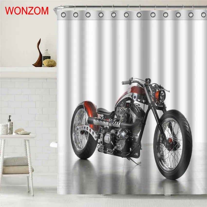 WONZOM мотоциклетная занавеска s с 12 крючками для декора ванной комнаты Современная Ванна Водонепроницаемая занавеска новые аксессуары для ванной комнаты