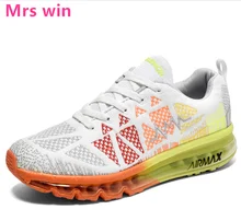 New Knitting Sneakers Sports Shoes Men Running Shoes Flying Full Palm Air Cushion Max Non-slip Jogging Camping Walking Shoes