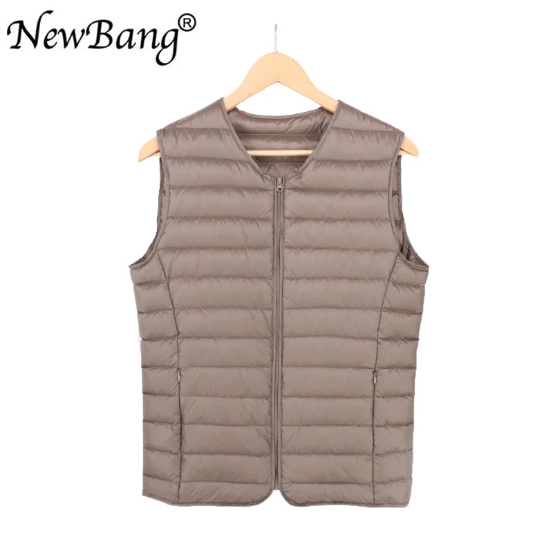 Kopen NewBang Mannen Bodywarmer Ultra Licht Bodywarmer Draagbare V hals Mouwloze Jas Man Winter Zonder Kraag Warme Voering