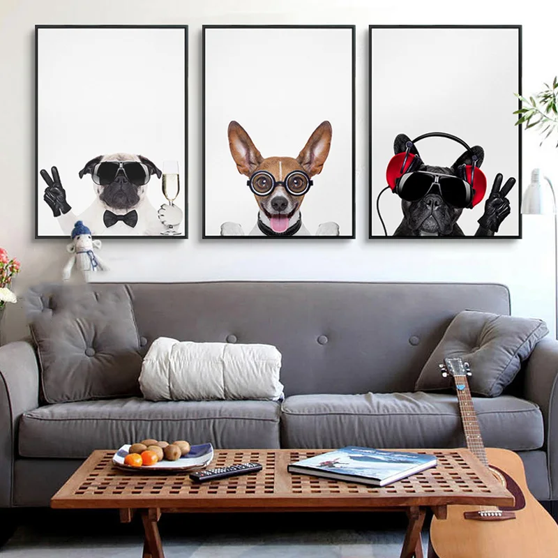 

Hand Draw Animal Pictures Decor Children Room Creativity Funny Cute Dog Nordic Posters Printing Modern Canvas Paintings Wall Art