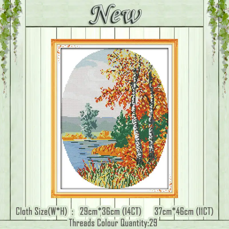 Четыре сезона лето осень пейзаж картины Счетный напечатанный на холсте DMC 11CT 14CT наборы вышивки крестом вышивка наборы для рукоделия - Цвет: Country autumn