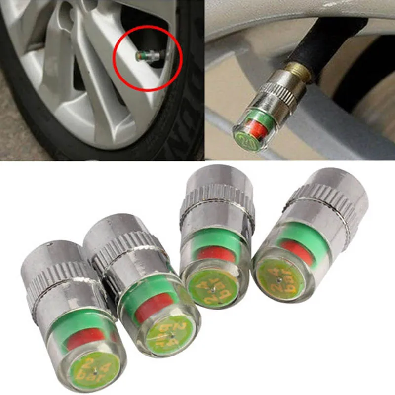 

Mayitr 4pcs/set Car Auto Car Tyre Tire Pressure Monitor Valve Stem Cap Cover Sensor Indicator Warning High quality