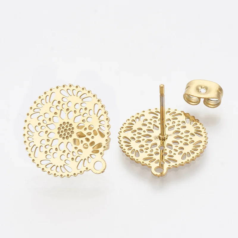 

Earrings Accessories Stainless Steel Gold Steel Metal Hollow Earrings Base Connectors Linkers 10pcs/lot DIY Jewelry Making