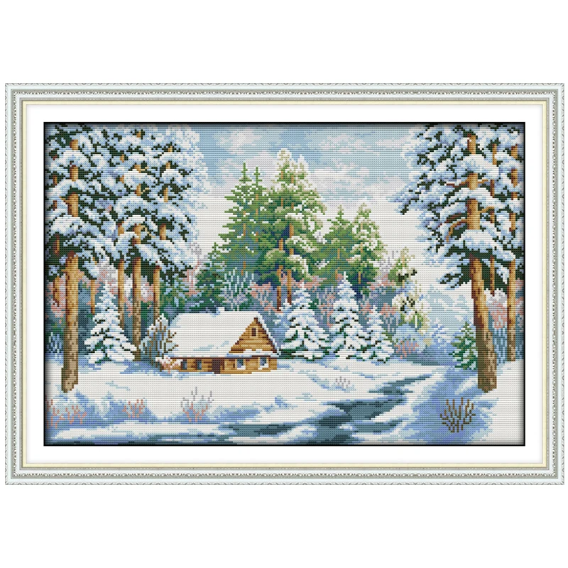 

Snow World Counted Cross Stitch 11CT 14CT Cross Stitch Sets Scenic Cross-stitch Kits Embroidery Needlework