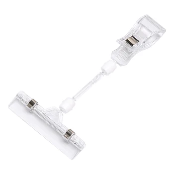 

2PCS 16.5" /5.2"Height Transparent Advertising Display Holder Plastic Double Clips Adjustable Sign Card Office School Accessory