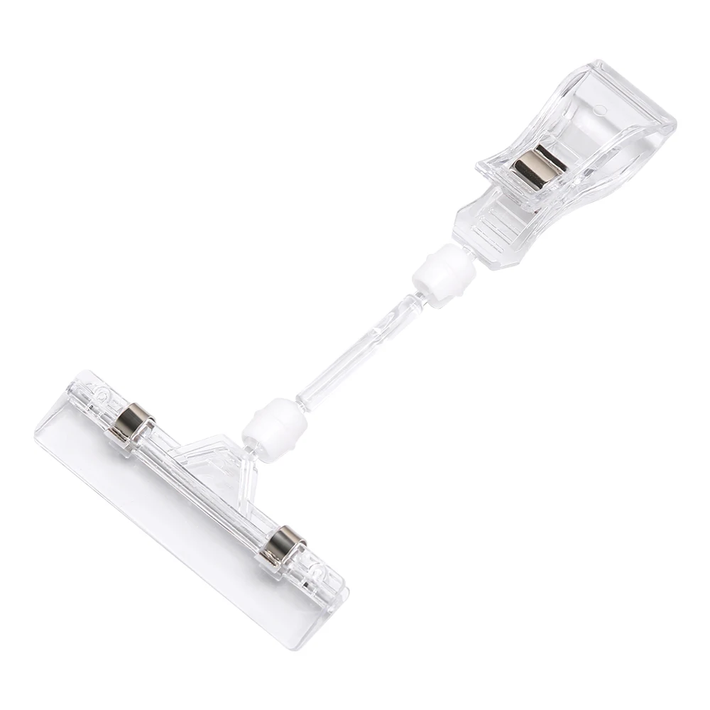

2PCS 16.5" /5.2"Height Transparent Plastic Double Clips Adjustable Sign Card Advertising Display Holder Office School Supplies