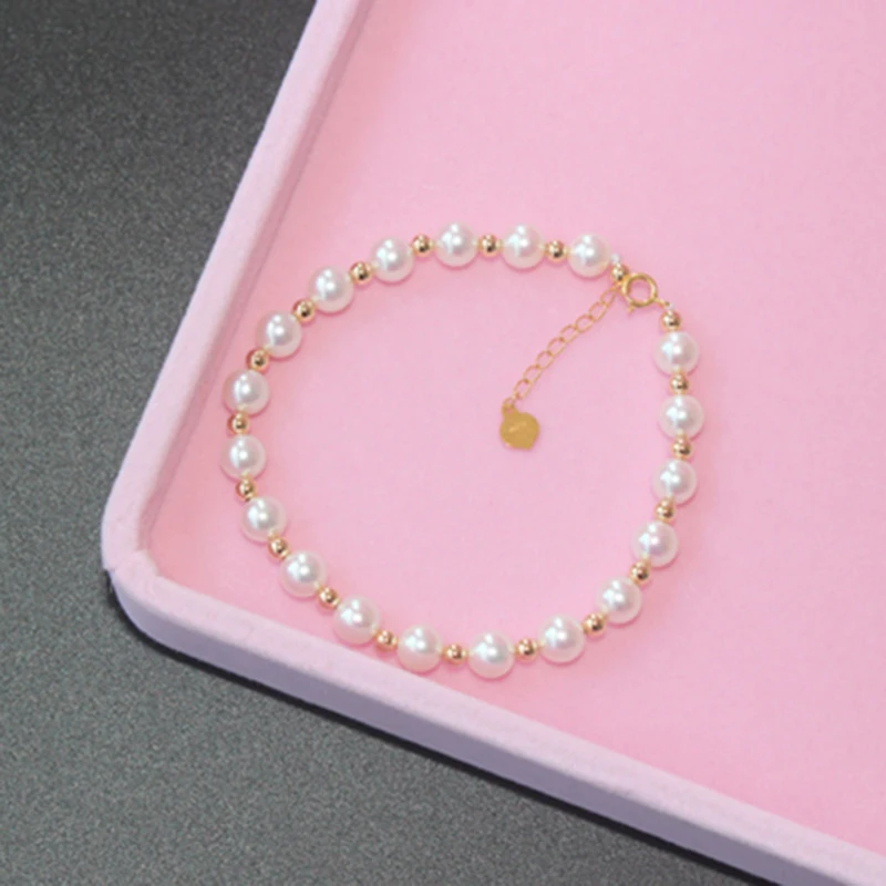 18k gold beads and pearls Anklets bracelets necklace (9)