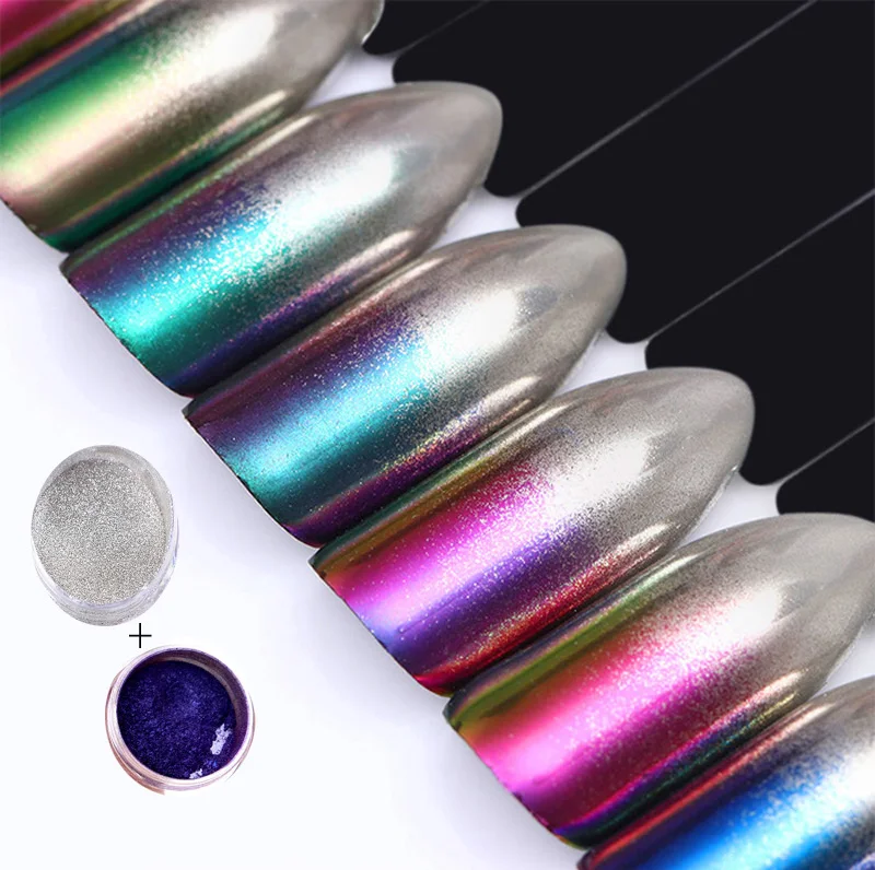 Chrome-Powder-2Styles-Gradient-Chameleon-Silver-Mirror-Nail-Glitter-Set ...