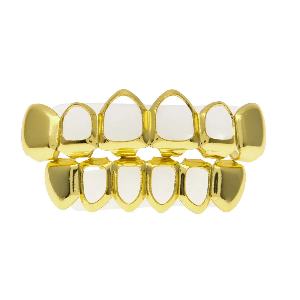 

Hip hop Teeth 6 Tooth Gold-plated Hip Hop Teeth Cap with Diamond Dental Jewelry Braces Dental Gold Silver Teeth #35
