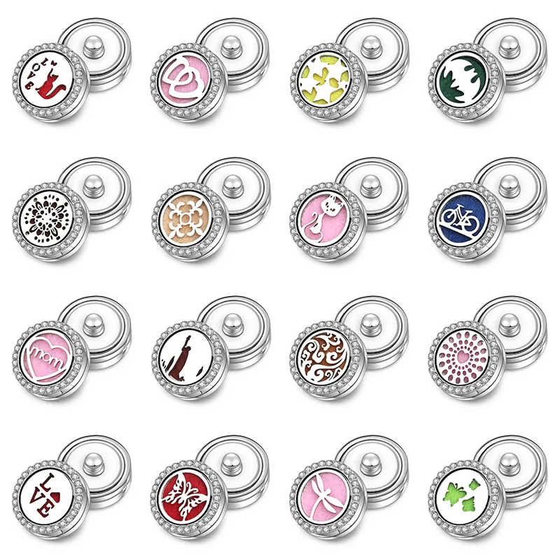 

New Aromatherapy Snap Buttons Jewelry 18mm Magnetic Perfume Locket Stainless Steel Essential Oil Diffuser Bracelet Accessories