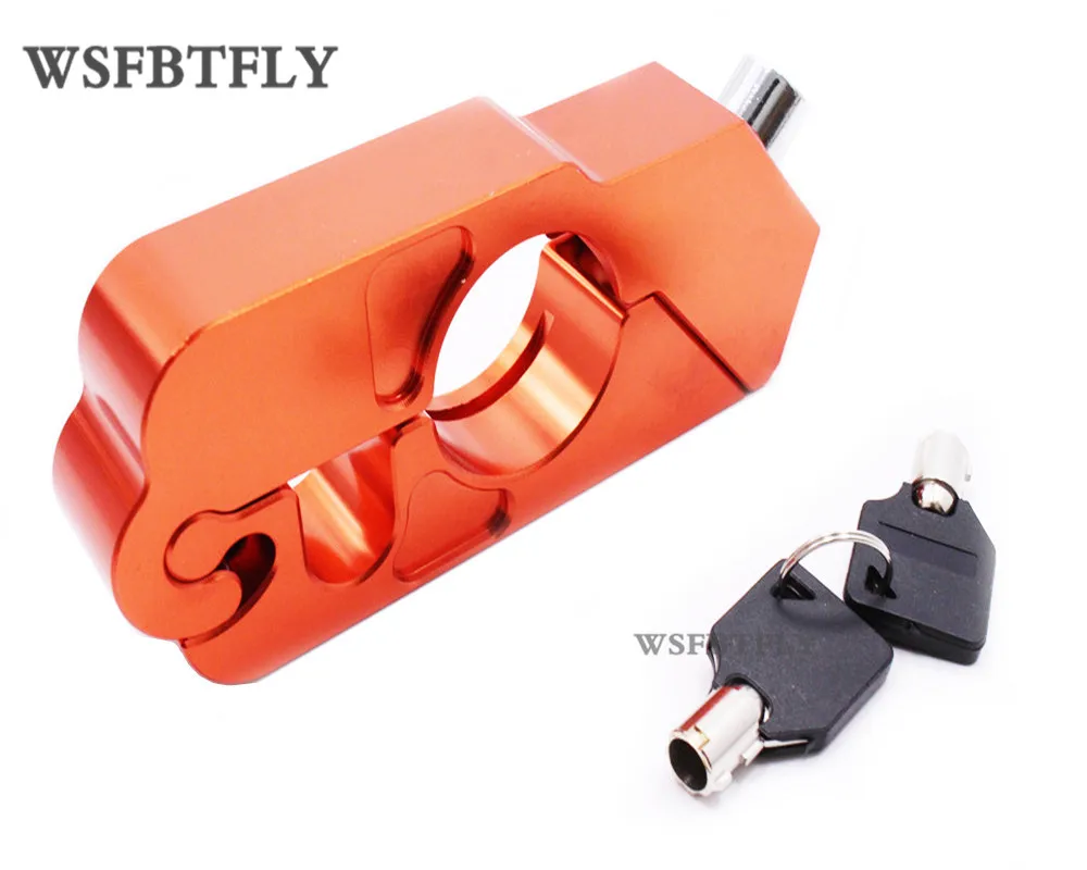 Orange Motorcycle Handlebar Grip Brake Lever Lock Anit Theft Security