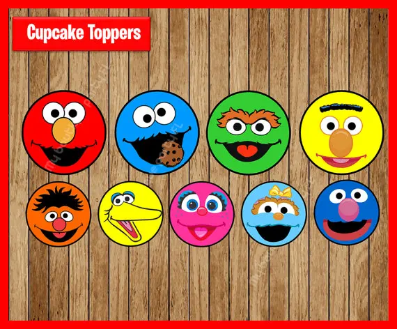 

Sesame Street Sticker,Cupcake Toppers,Birthday Party Decorations kids Sticker Label for Birthday,Baby Shower,Party supplies