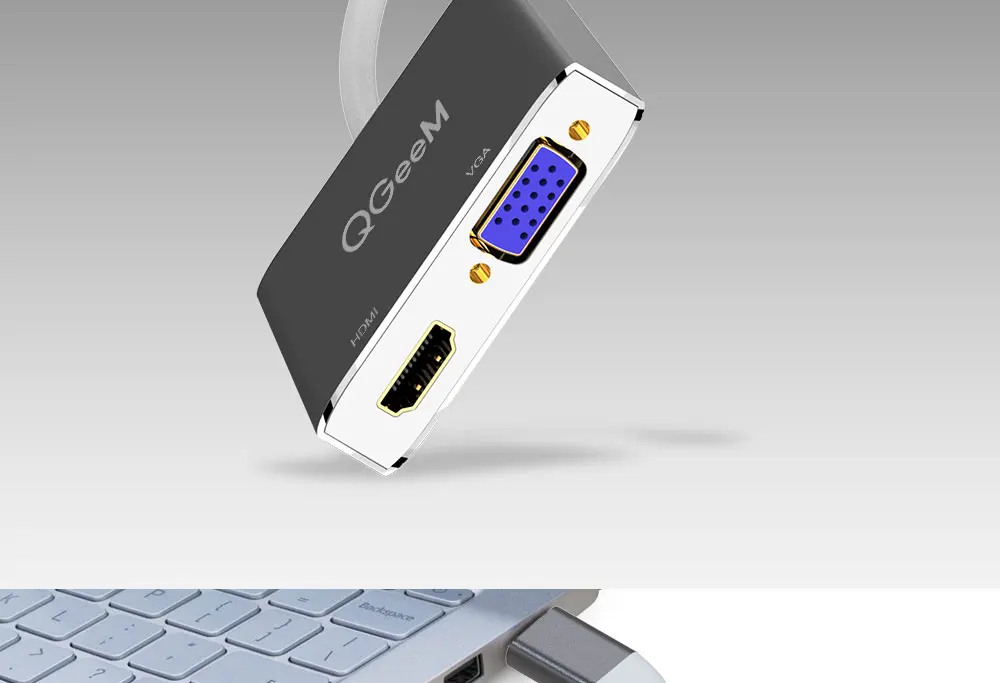 QGeeM USB C адаптер HDMI VGA Тип usb с разъемами типа c и HDMI 4 K мужчин и женщин для MacBook Pro ChromeBook huawei P20 galaxy S9 USB C на HDMI