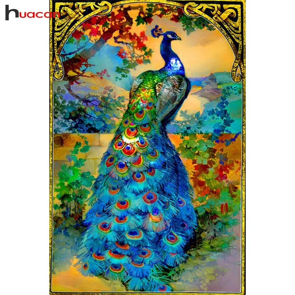 

HUACAN 3D Diamond Painting Peacock Diamond Embroidery DIY Stich Full Round Drill Resin Rhinestone Painting Decoration Home